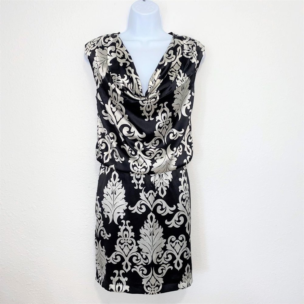 White House Black Market Silk Cowl Neck Floral Dress Size XS